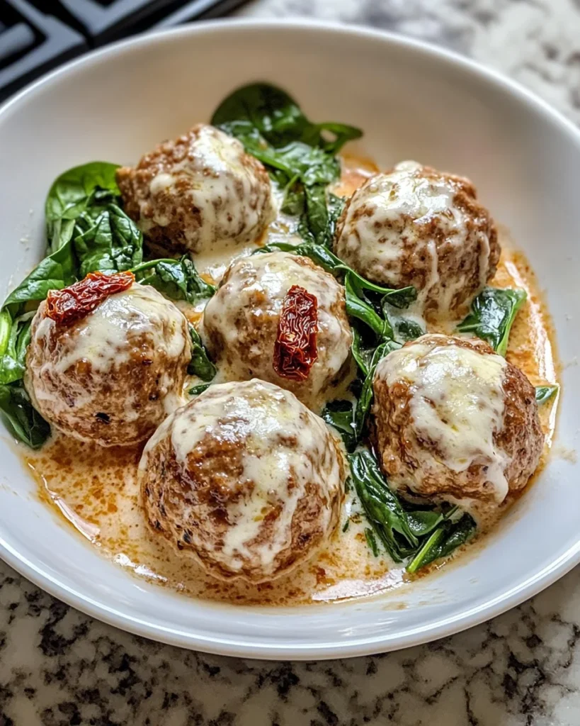 creamy tuscan keto meatballs