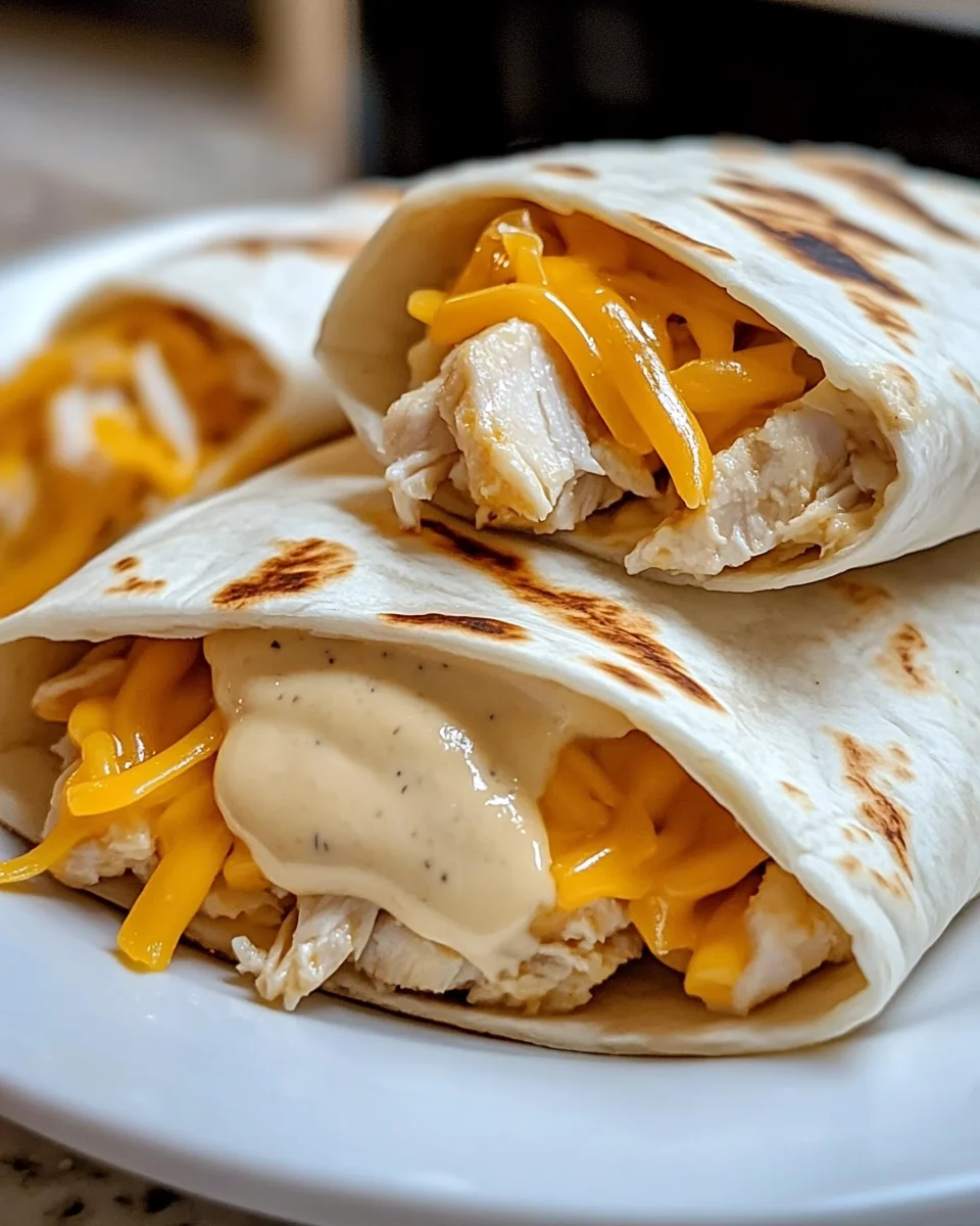 Cheesy Garlic Chicken Wraps