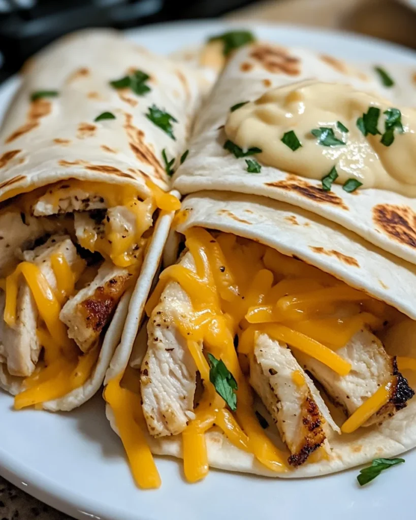 Cheesy Garlic Chicken Wraps