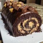 Peanut Butter Cup Chocolate Roll Cake