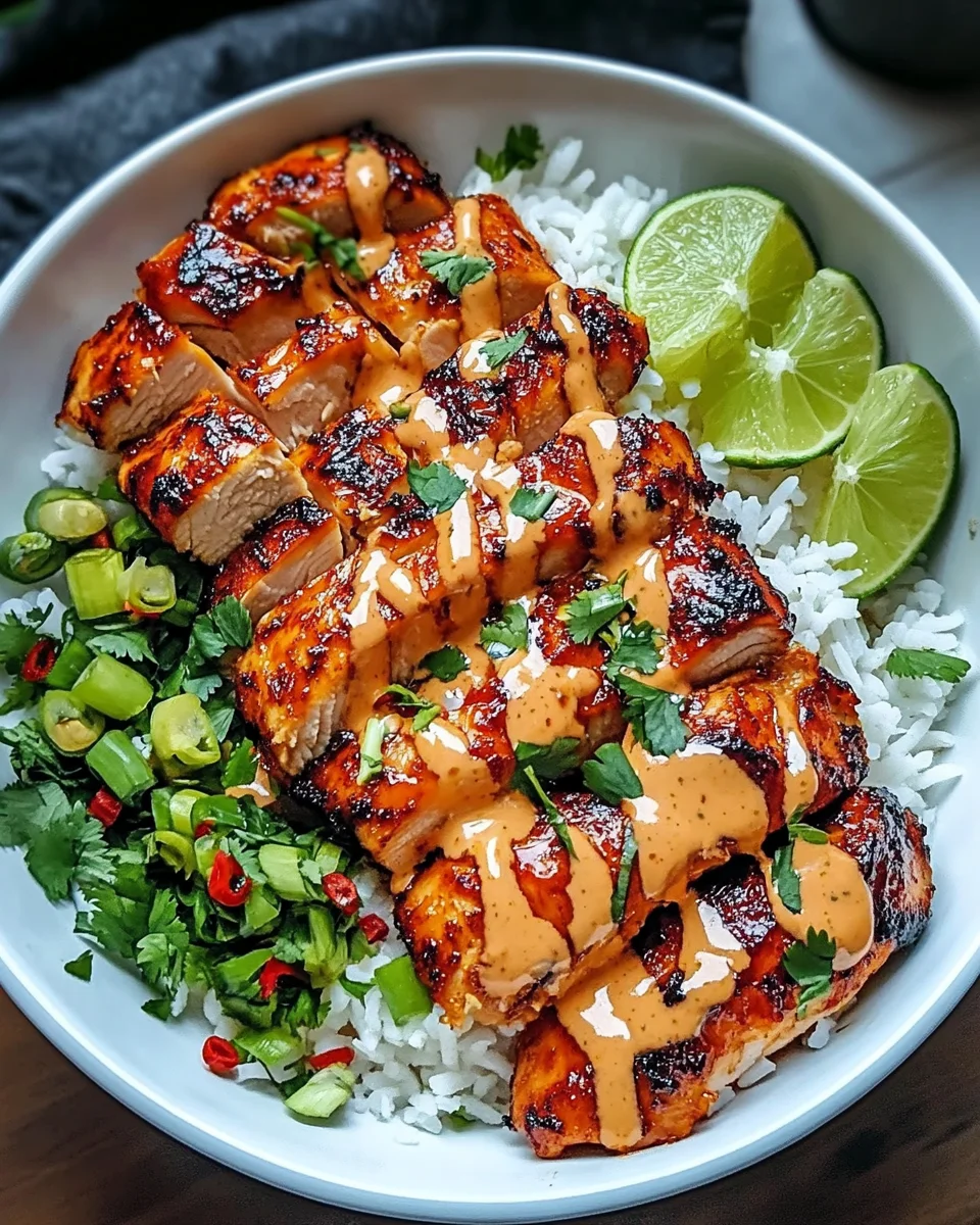 Sweet Chili Chicken Bowl with Coconut Lime Drizzle