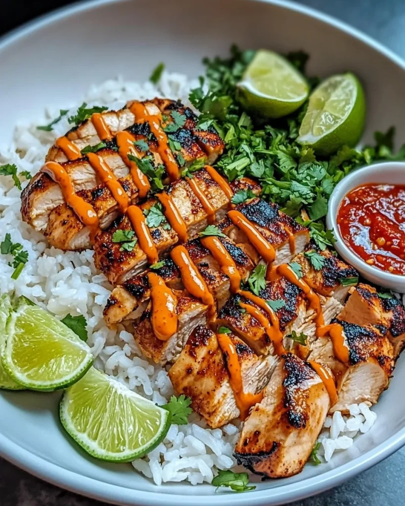 Sweet Chili Chicken Bowl with Coconut Lime Drizzle