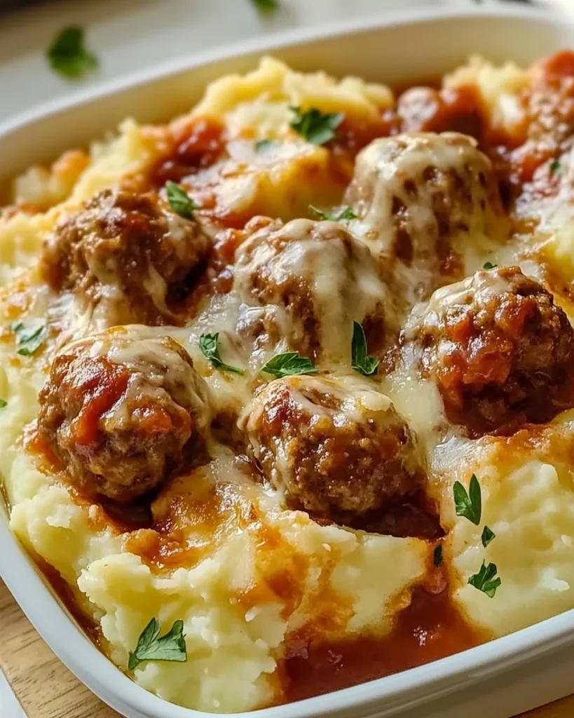 Meatball & Mashed Potato Bake