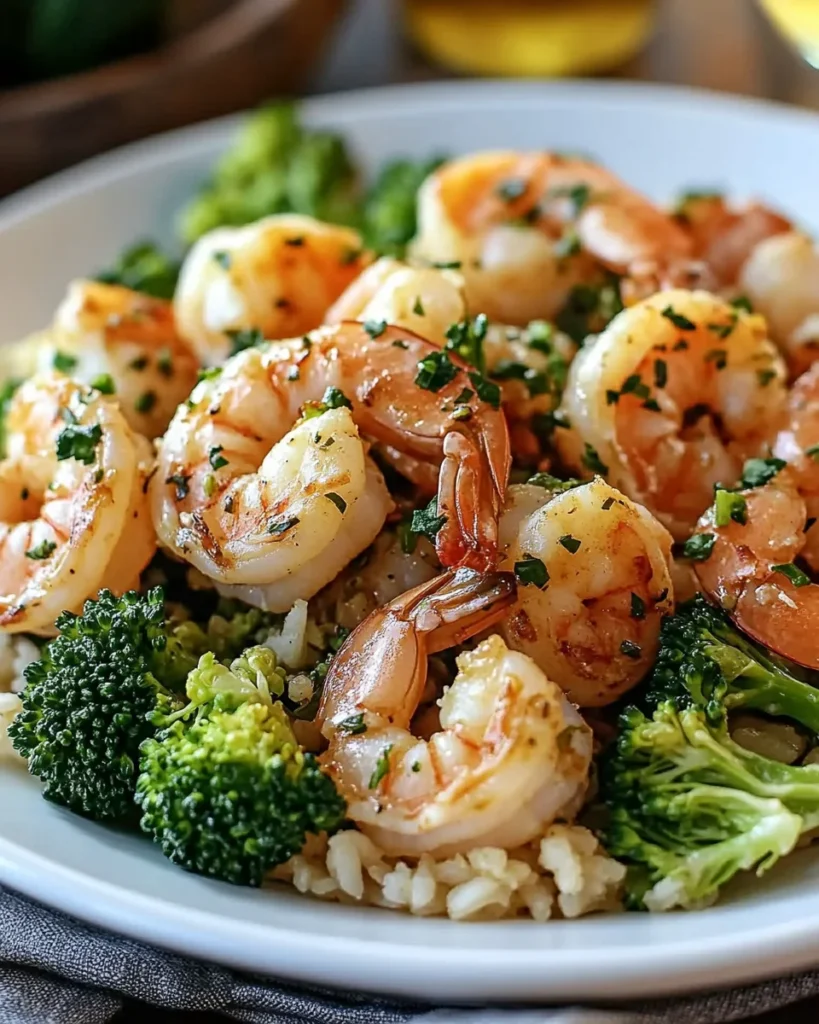 Garlic Butter Shrimp with Broccoli Rice