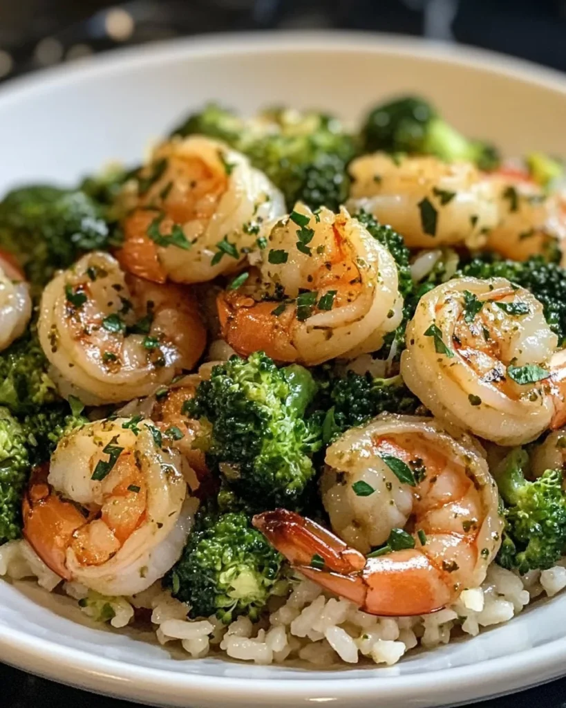 Garlic Butter Shrimp with Broccoli Rice