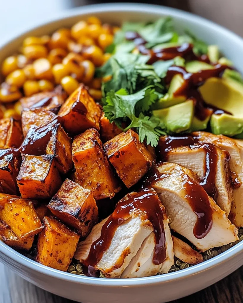 BBQ CHICKEN & ROASTED SWEET POTATO BOWLS