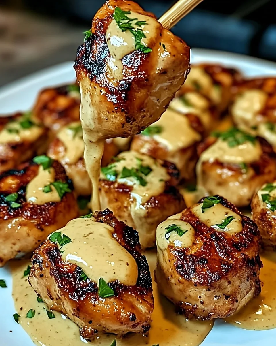 Grilled Chicken Bites with Creamy Garlic Sauce
