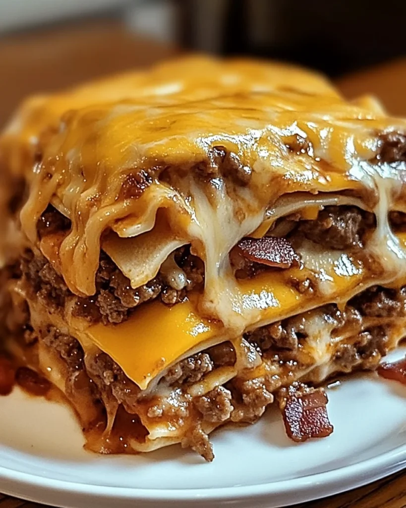 Parmesan Garlic Bacon Cheeseburger Lasagna