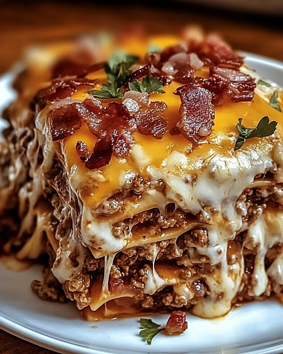 Parmesan Garlic Bacon Cheeseburger Lasagna