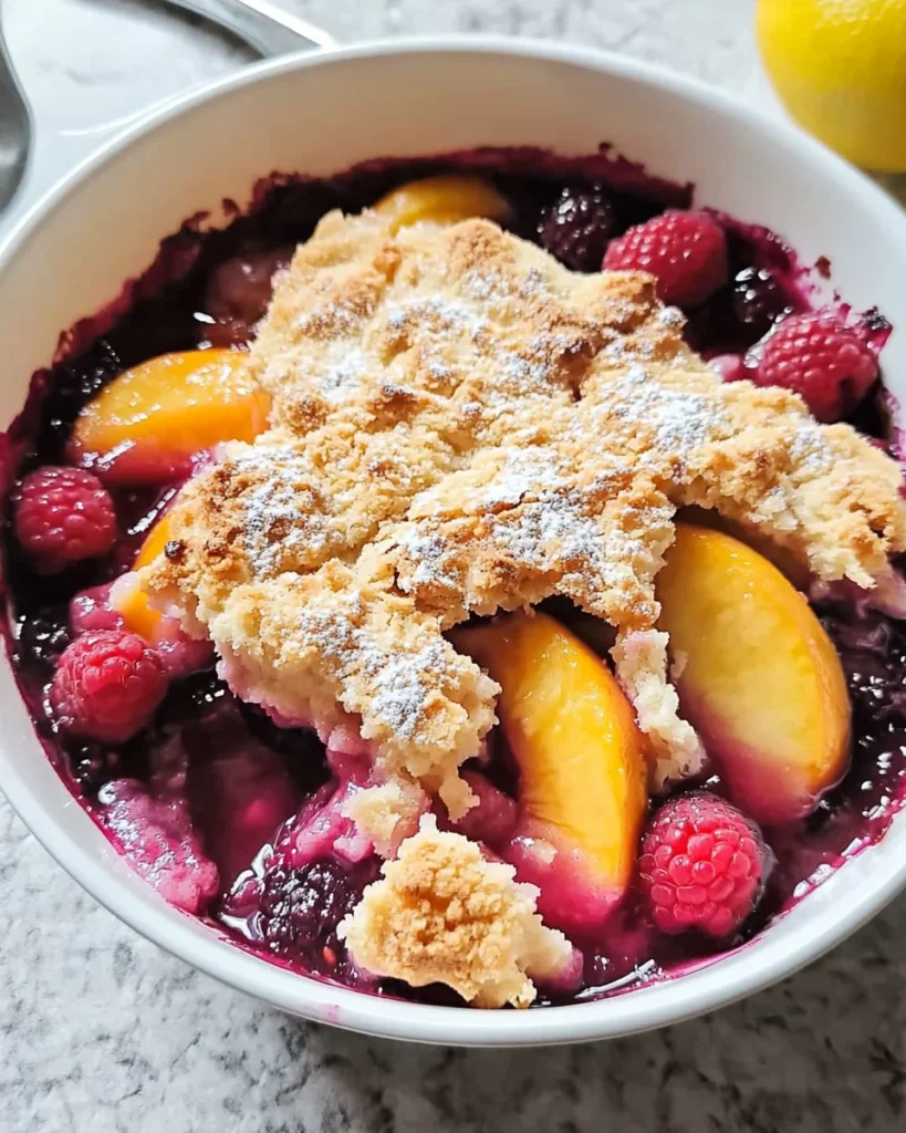 Easy Peach and Raspberry Cobbler