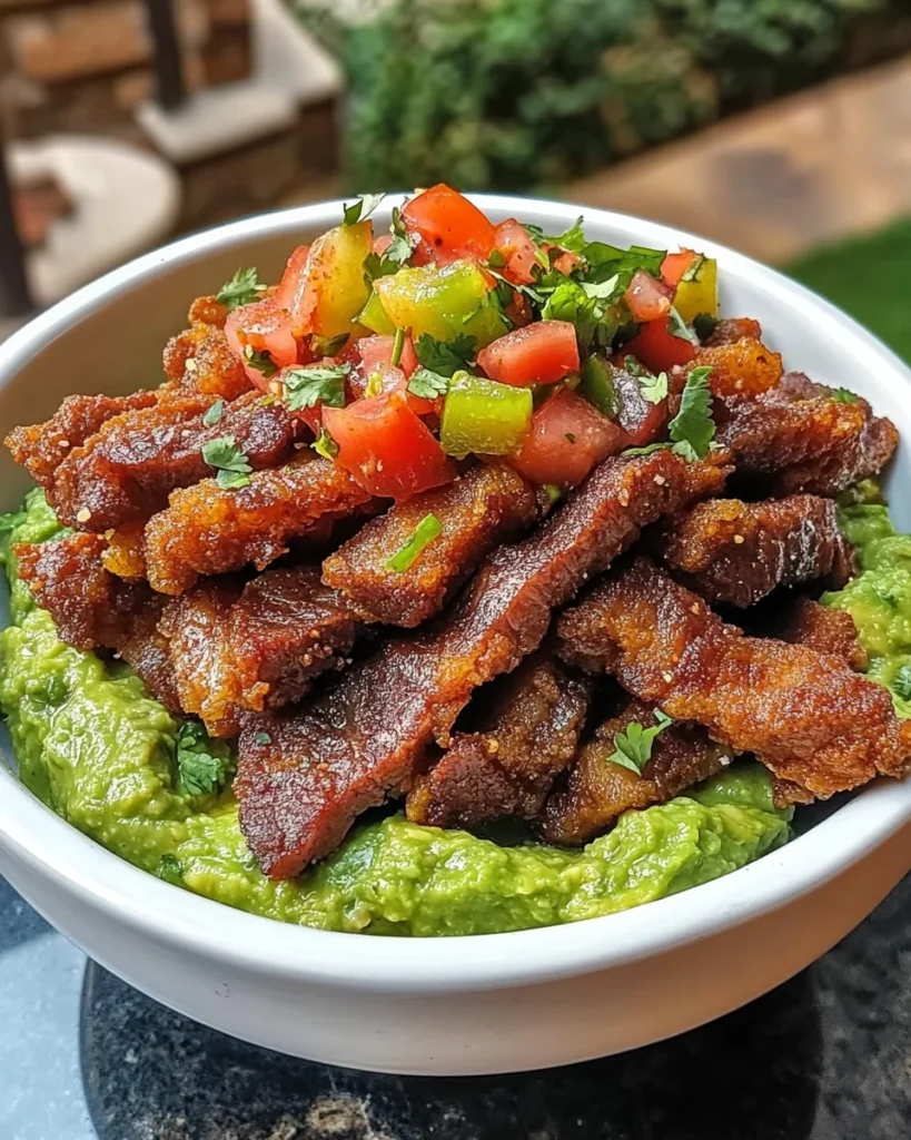 CRISPY BEEF CHICHARRONES WITH HOMEMADE GUACAMOLE