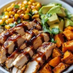 BBQ CHICKEN & ROASTED SWEET POTATO BOWLS