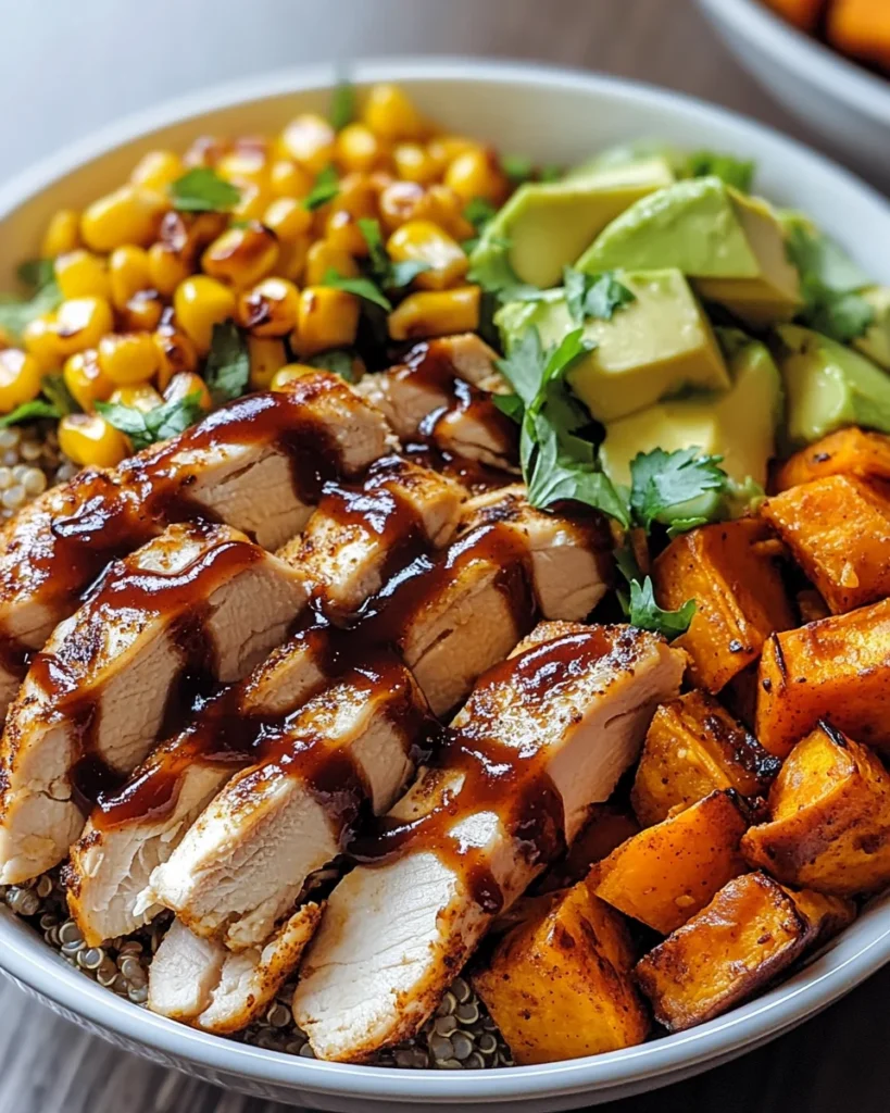 BBQ CHICKEN & ROASTED SWEET POTATO BOWLS