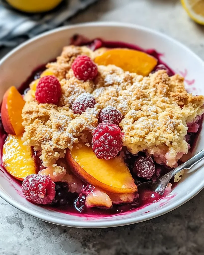 Easy Peach and Raspberry Cobbler
