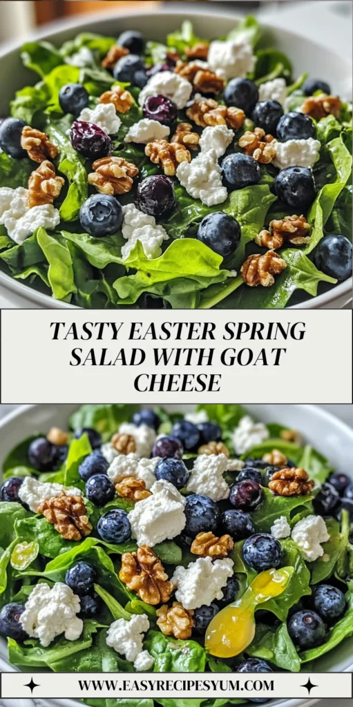 tasty easter spring salad with goat cheese