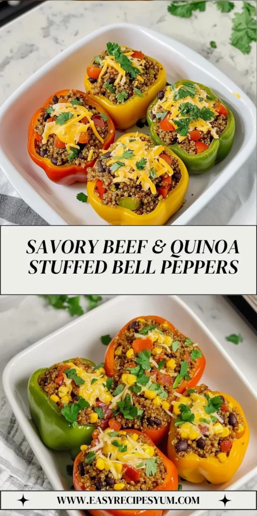 Savory Beef & Quinoa Stuffed Bell Peppers
