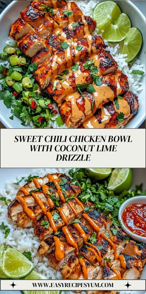 Sweet Chili Chicken Bowl with Coconut Lime Drizzle