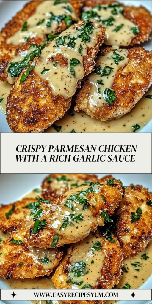 Crispy Parmesan Chicken with a Rich Garlic Sauce