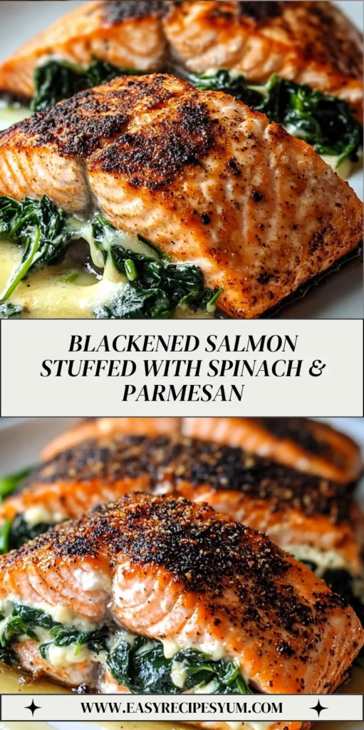 Blackened Salmon Stuffed with Spinach & Parmesan