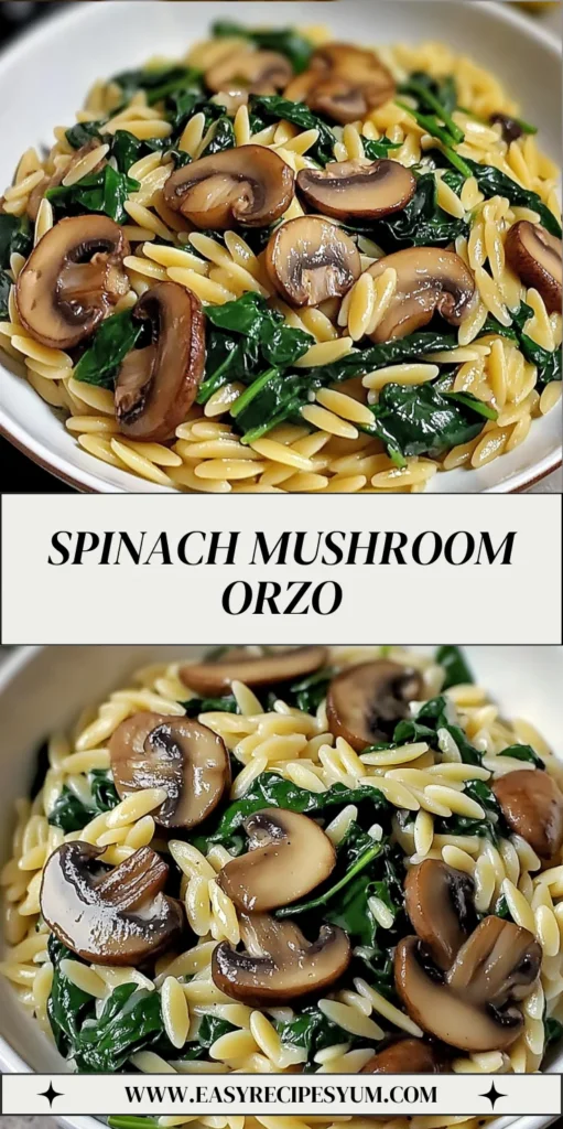 Spinach Mushroom Orzo