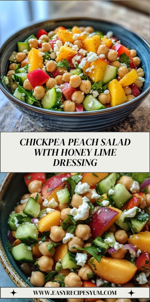 Chickpea Peach Salad with Honey Lime Dressing