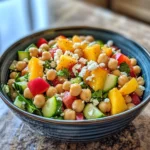 Chickpea Peach Salad with Honey Lime Dressing
