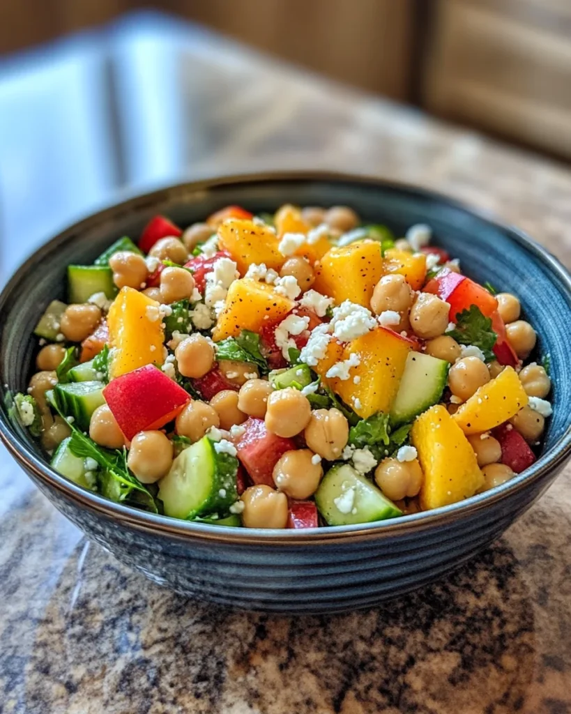 Chickpea Peach Salad with Honey Lime Dressing