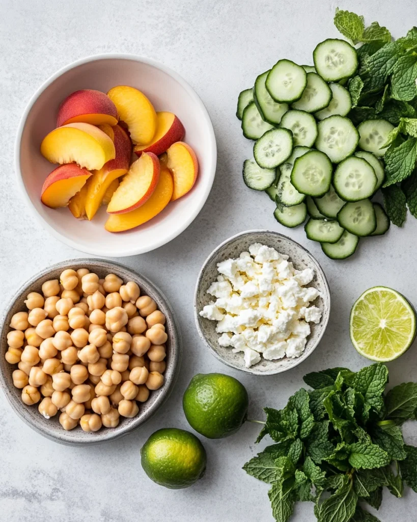 Chickpea Peach Salad with Honey Lime Dressing