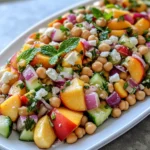 Chickpea Peach Salad with Honey Lime Dressing