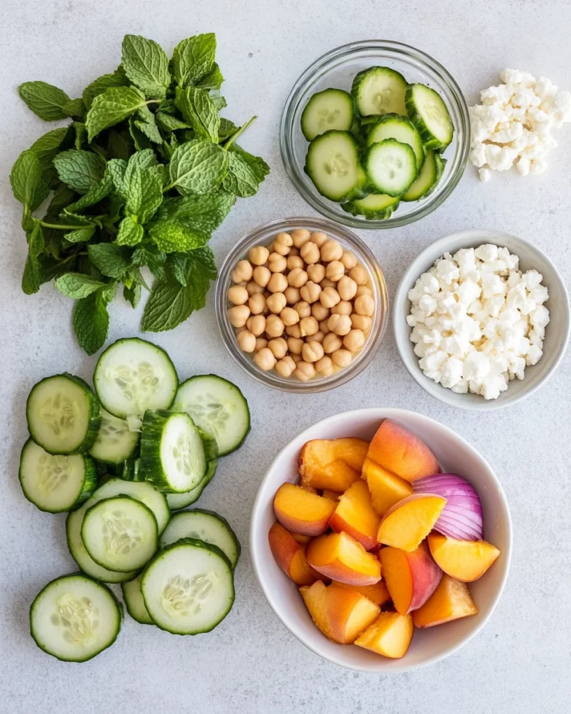 Chickpea Peach Salad with Honey Lime Dressing