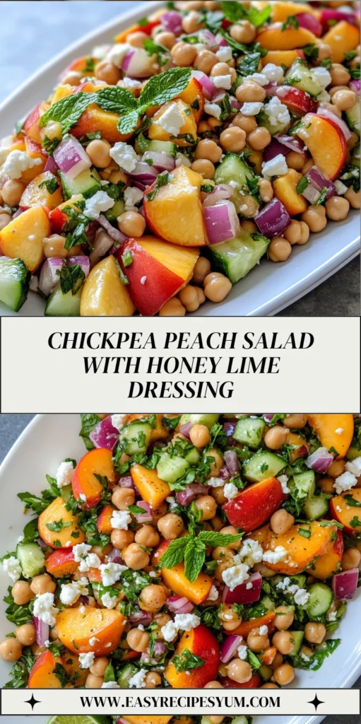 Chickpea Peach Salad with Honey Lime Dressing