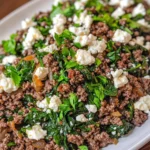 Ground Beef and Spinach Skillet with Feta