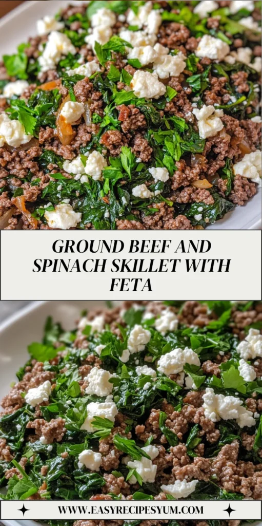 Ground Beef and Spinach Skillet with Feta