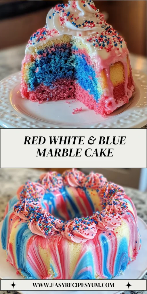 Red White & Blue Marble Cake