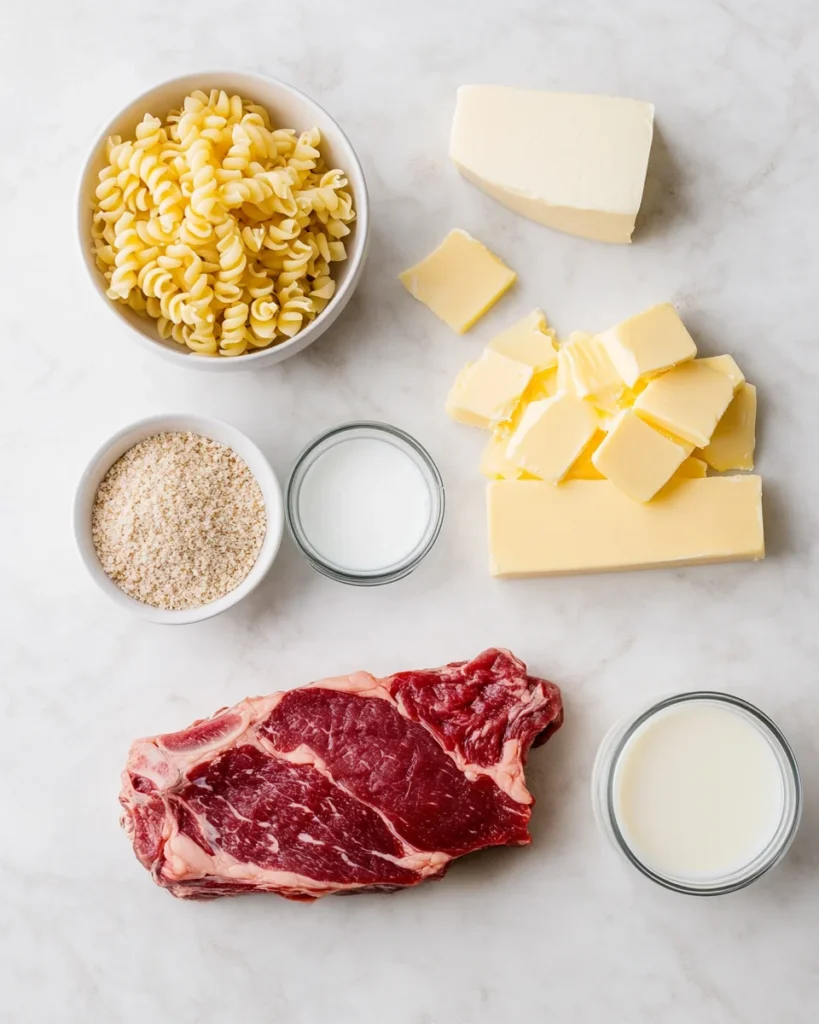 Steak Bites with Mac N Cheese
