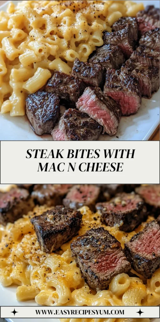 Steak Bites with Mac N Cheese