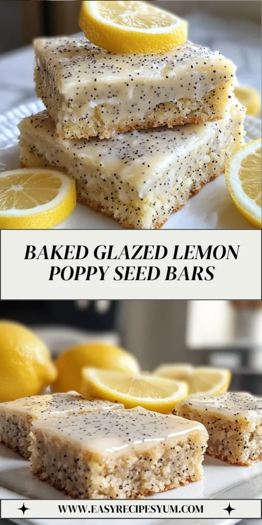 baked Glazed Lemon Poppy Seed Bars