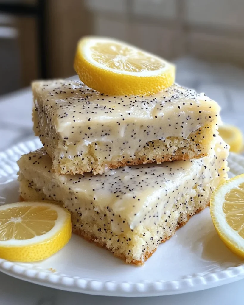 baked Glazed Lemon Poppy Seed Bars