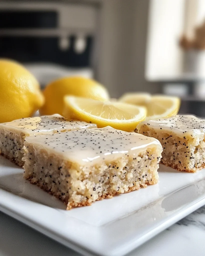 baked Glazed Lemon Poppy Seed Bars