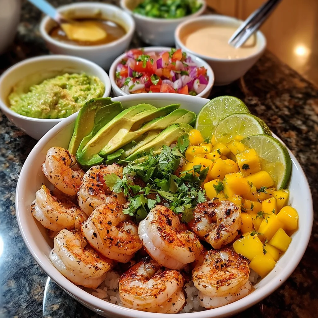 Shrimp and Avocado Bowls with Mango Salsa Delight You!