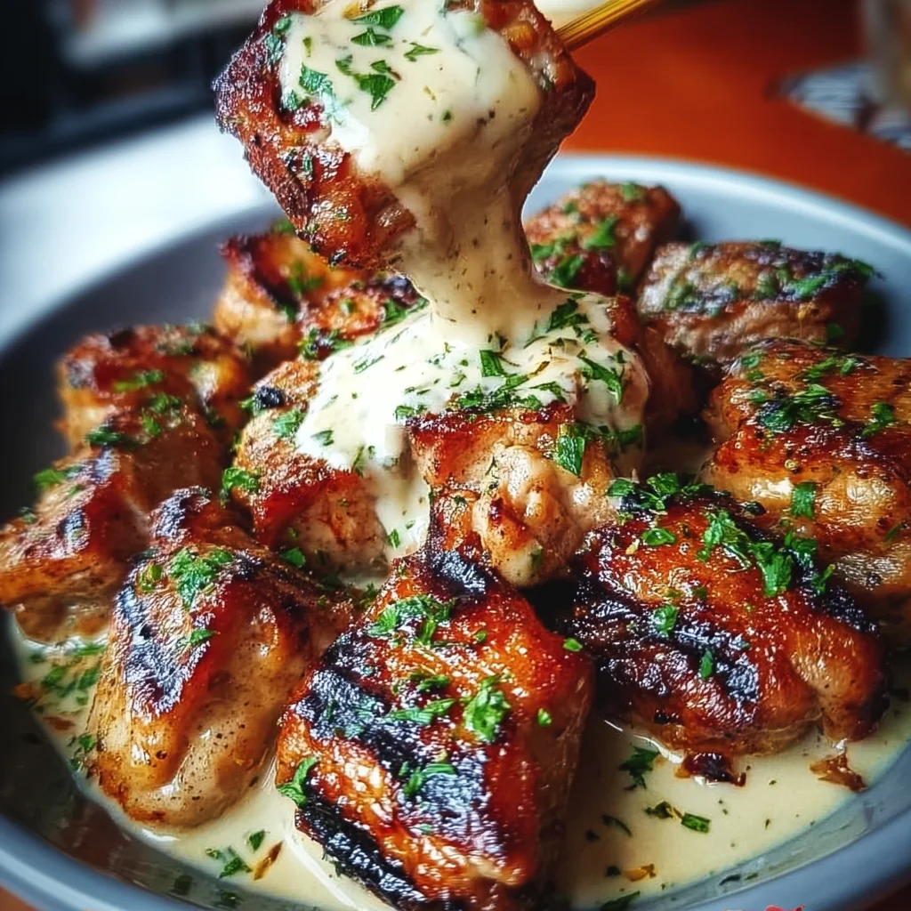 Grilled Chicken Bites with Creamy Garlic Sauce: Try This!