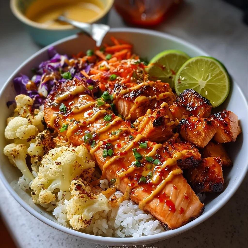 Spicy Sriracha Honey Salmon Bowl Recipe that Delights!