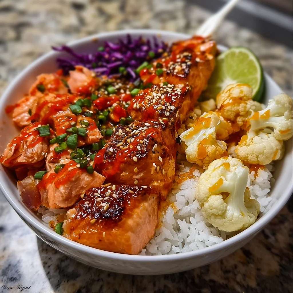 Spicy Sriracha Honey Salmon Bowl Recipe that Delights!