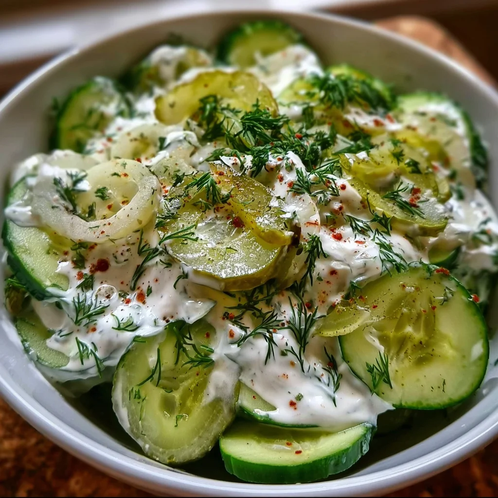 Pickle Juice Ranch Cucumber Salad is Refreshingly Easy!