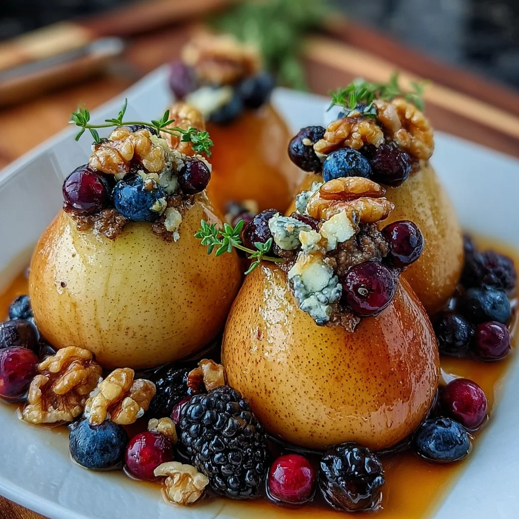 Baked Pears with Berries, Honey, Walnuts & Blue Cheese: A Delight!