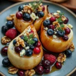 Baked Pears with Berries, Honey, Walnuts & Blue Cheese: A Delight!