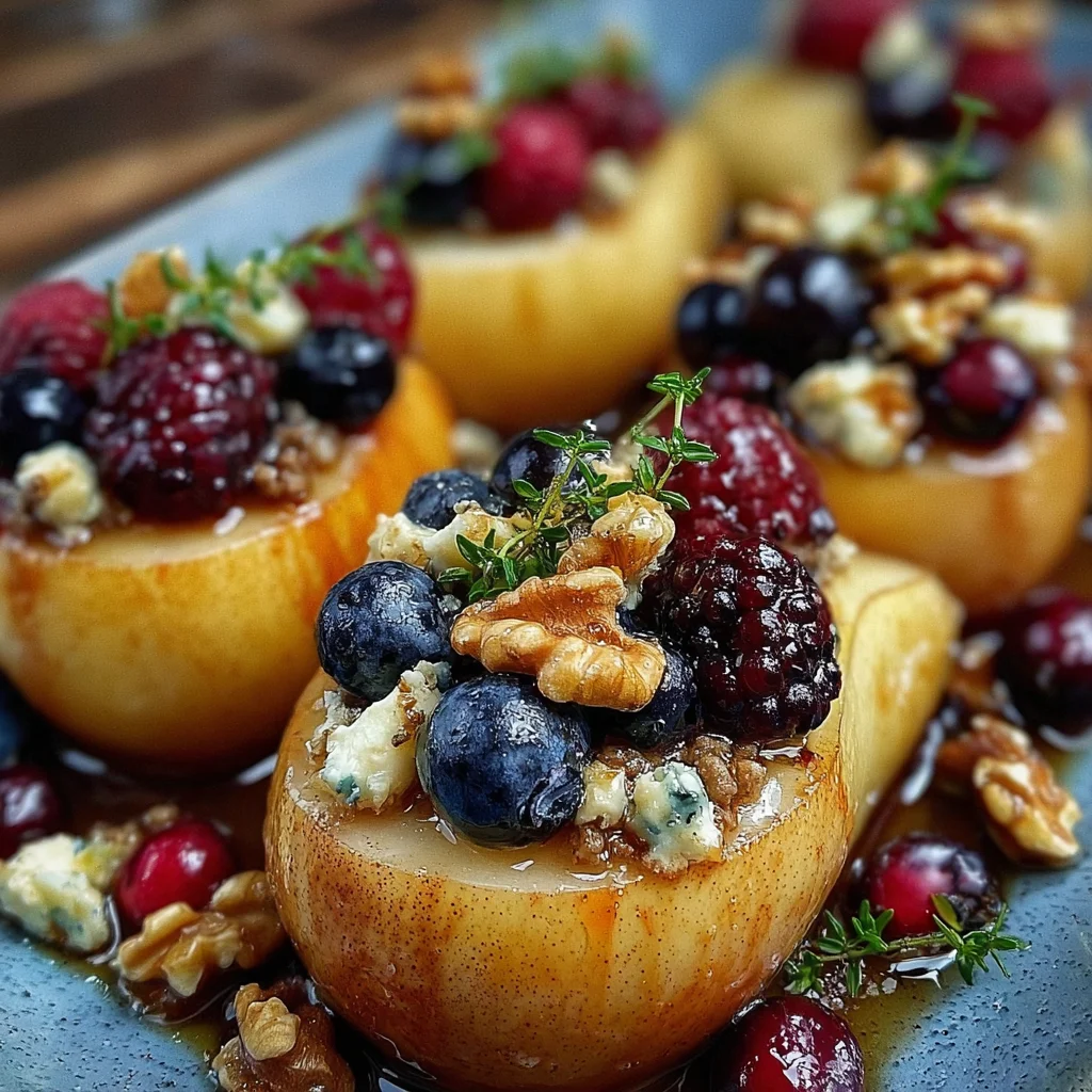 Baked Pears with Berries, Honey, Walnuts & Blue Cheese: A Delight!