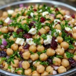 Feta and Cranberry Chickpea Salad with Lemon Vinaigrette delights your taste buds!