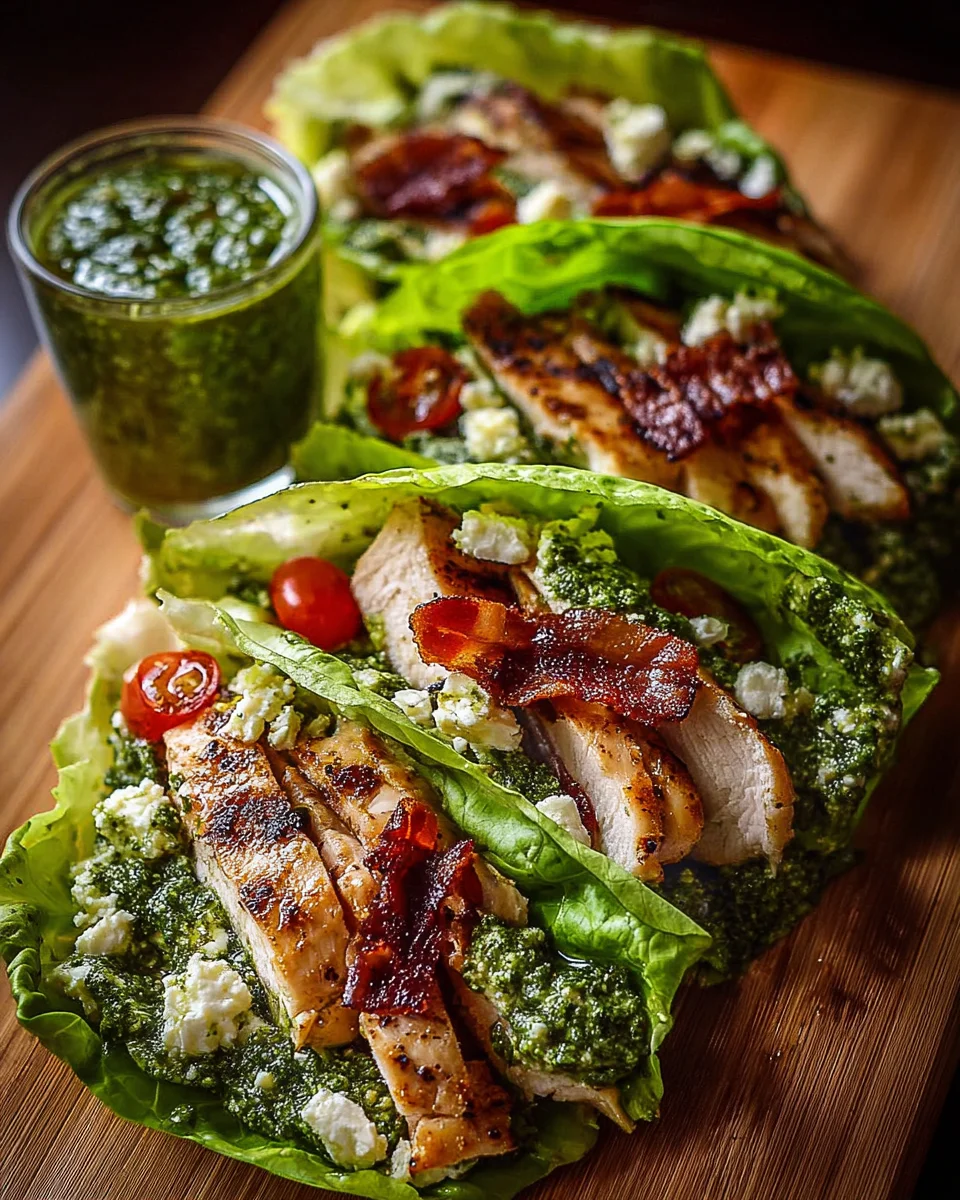 Pesto Chicken Lettuce Wraps: Quick, Healthy Delight!
