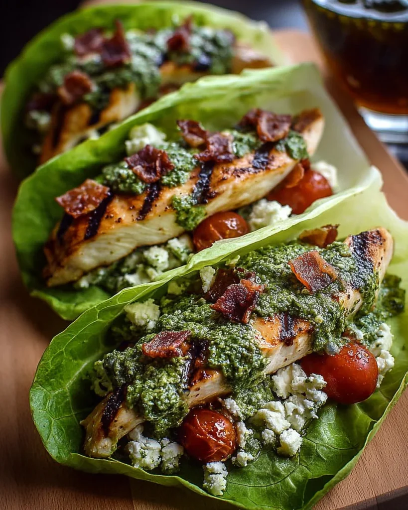Pesto Chicken Lettuce Wraps: Quick, Healthy Delight!